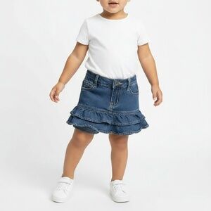 The Childrens Place Denim Skort Ruffle Size 12 Months Blue Elastic‎ Waist